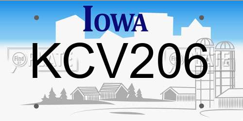 KCV206 Iowa License Plate