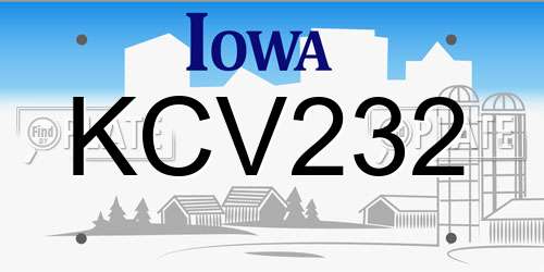 KCV232 Iowa License Plate