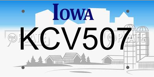 KCV507 Iowa License Plate
