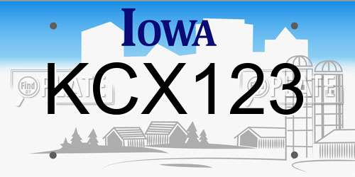 KCX123 Iowa License Plate