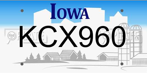 KCX960 Iowa License Plate