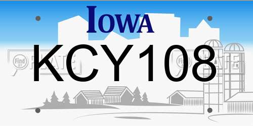 KCY108 Iowa License Plate