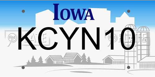 KCYN10 Iowa License Plate