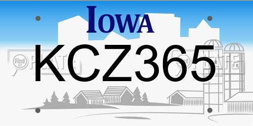 KCZ365 Iowa License Plate