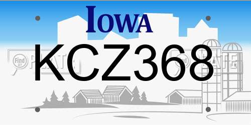 KCZ368 Iowa License Plate