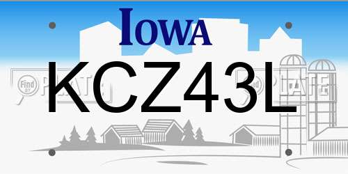 KCZ43L Iowa License Plate