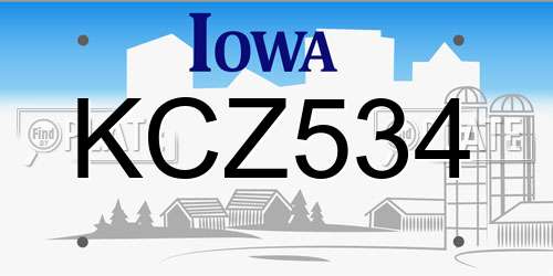 KCZ534 Iowa License Plate