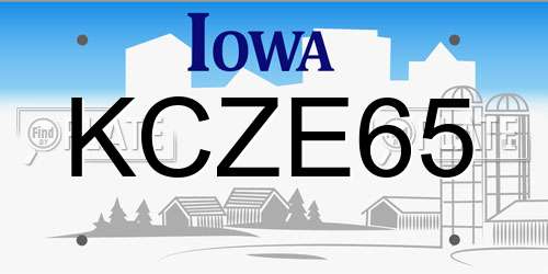 KCZE65 Iowa License Plate