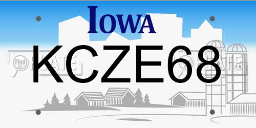 KCZE68 Iowa License Plate