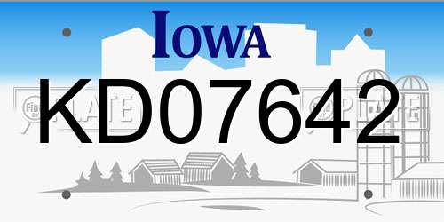 KD07642 Iowa License Plate