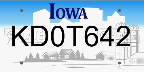 KD0T642 Iowa License Plate