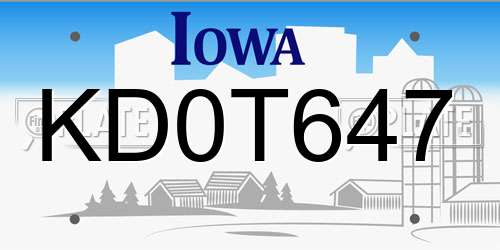 KD0T647 Iowa License Plate
