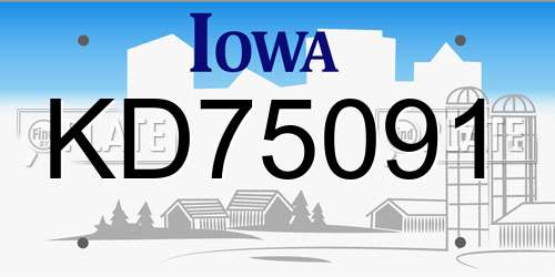 KD75091 Iowa License Plate