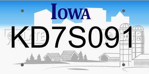 KD7S091 Iowa License Plate