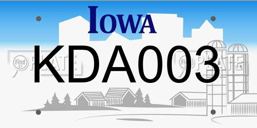 KDA003 Iowa License Plate
