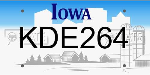 KDE264 Iowa License Plate