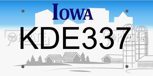 KDE337 Iowa License Plate