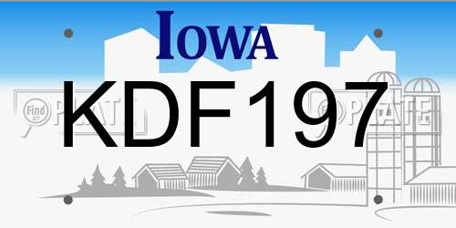 KDF197 Iowa License Plate