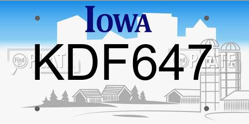 KDF647 Iowa License Plate