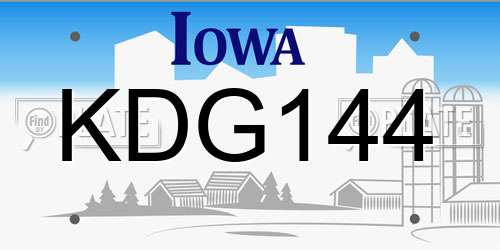 KDG144 Iowa License Plate