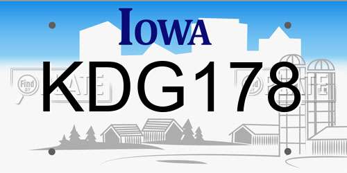 KDG178 Iowa License Plate