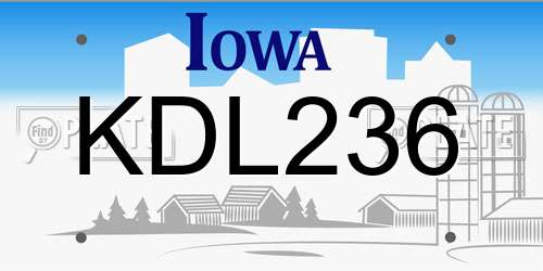 KDL236 Iowa License Plate