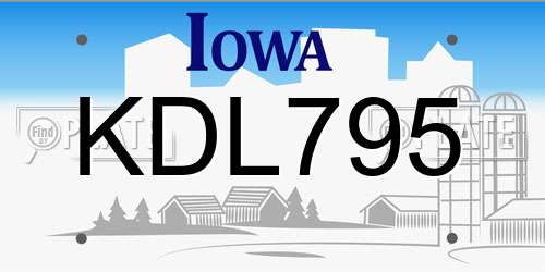 KDL795 Iowa License Plate