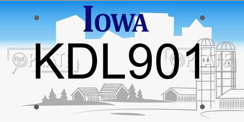 KDL901 Iowa License Plate