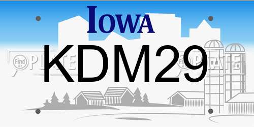 KDM29 Iowa License Plate