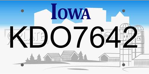 KDO7642 Iowa License Plate