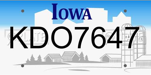 KDO7647 Iowa License Plate
