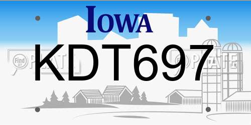 KDT697 Iowa License Plate
