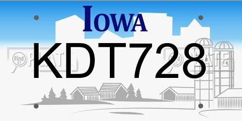 KDT728 Iowa License Plate