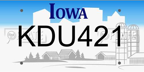 KDU421 Iowa License Plate