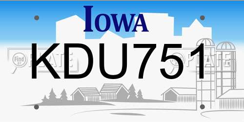KDU751 Iowa License Plate
