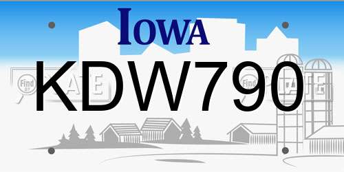 KDW790 Iowa License Plate