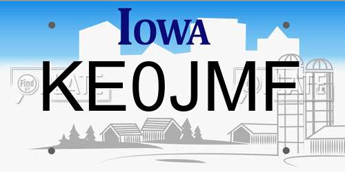 KE0JMF Iowa License Plate