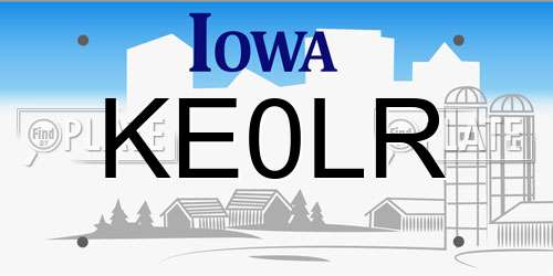 KE0LR Iowa License Plate