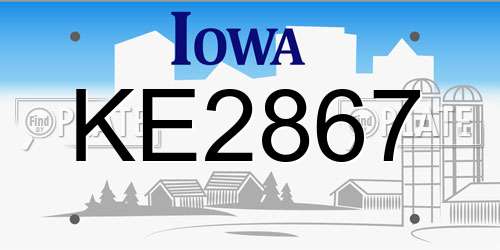 KE2867 Iowa License Plate