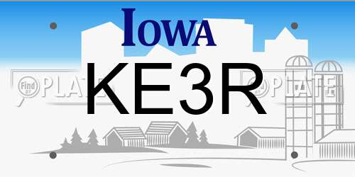 KE3R Iowa License Plate