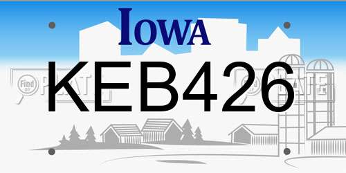 KEB426 Iowa License Plate