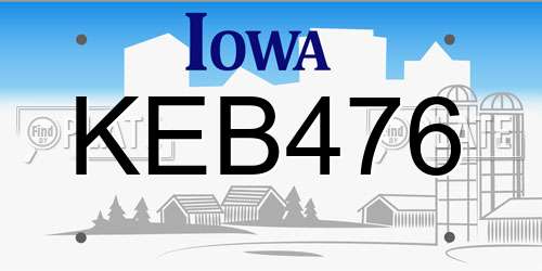 KEB476 Iowa License Plate