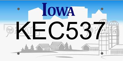 KEC537 Iowa License Plate