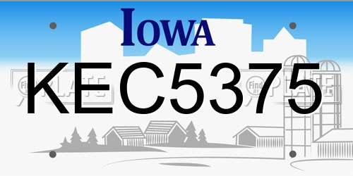 KEC5375 Iowa License Plate