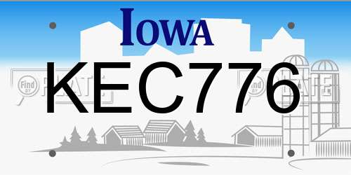 KEC776 Iowa License Plate