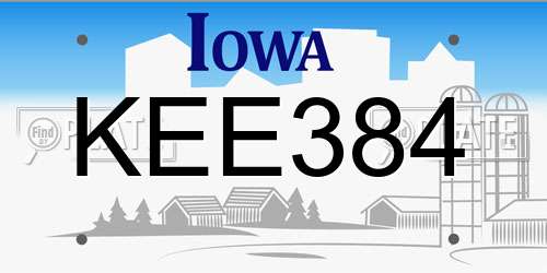 KEE384 Iowa License Plate