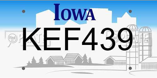 KEF439 Iowa License Plate