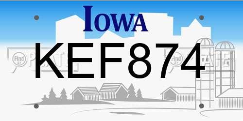 KEF874 Iowa License Plate