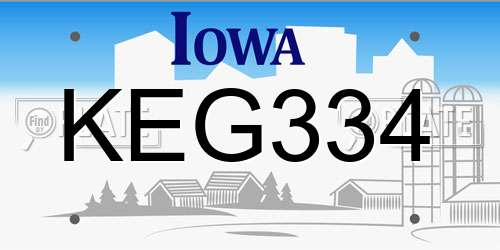 KEG334 Iowa License Plate