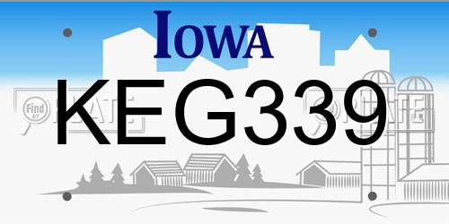 KEG339 Iowa License Plate